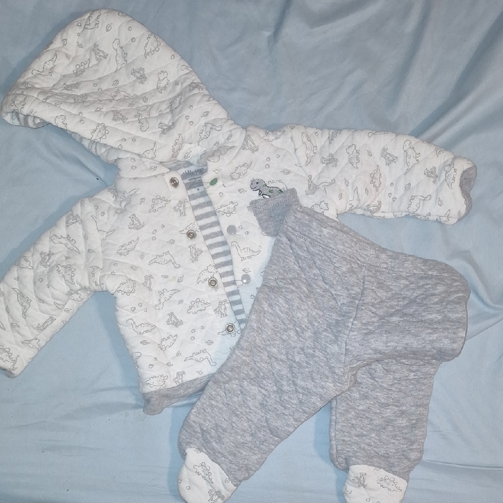Little Me White and Gray Kids Matching Set